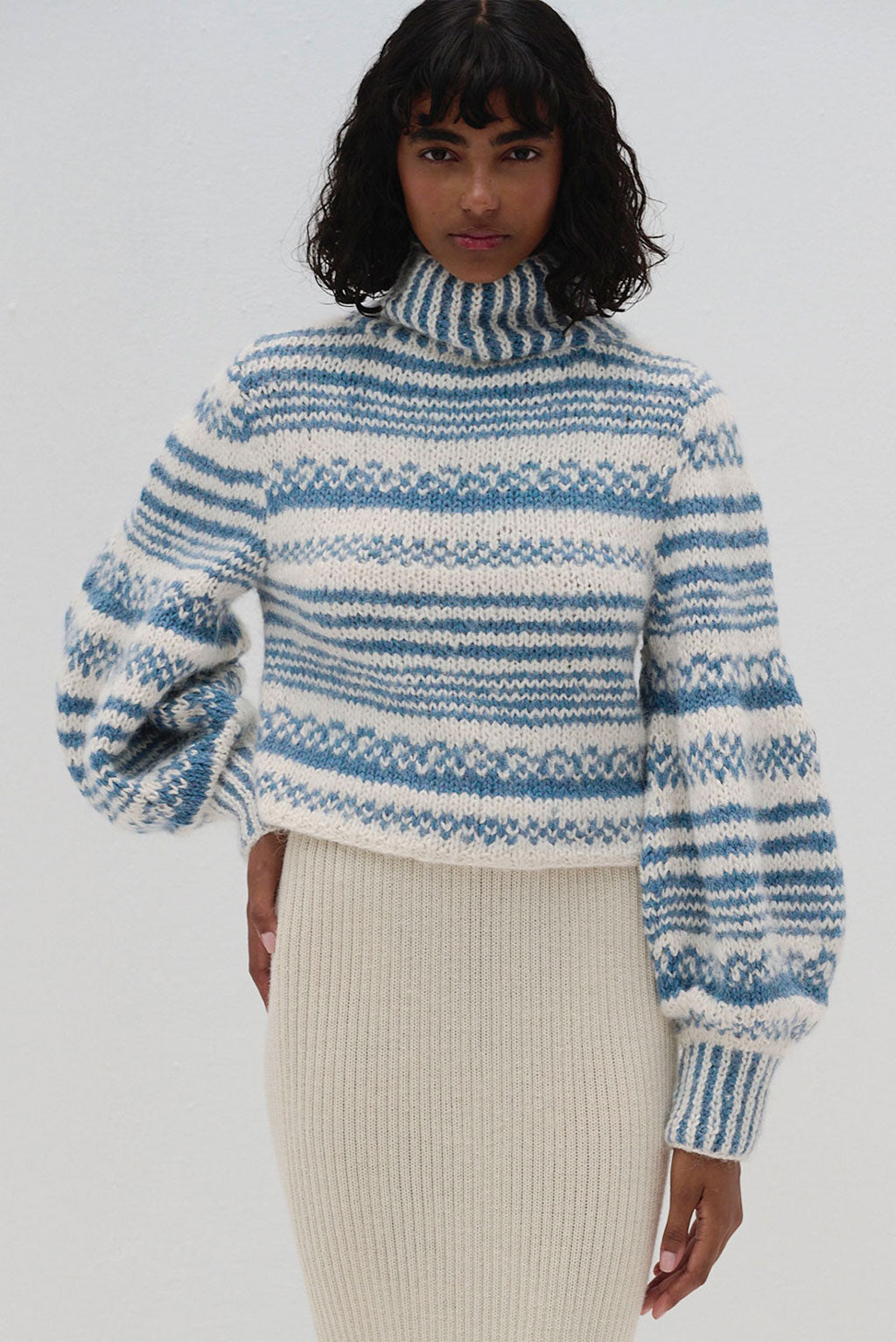 Cropped Alpaca orders Wool Cardigan/ Women Knit Sweater/Blue Stripped Sweater/ Made in Peru