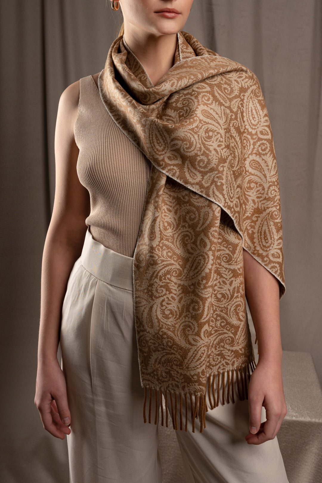 Coppet Jacquard Vicuna & Cashmere Scarf