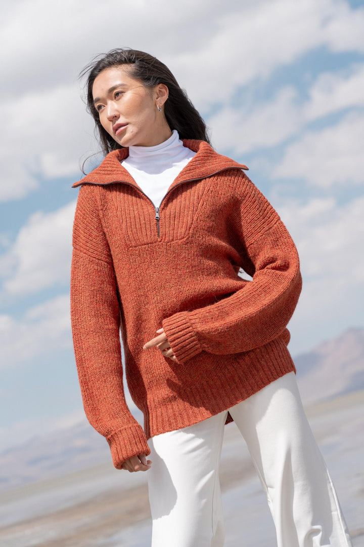 Kim Half-Zip Baby Alpaca Sweater