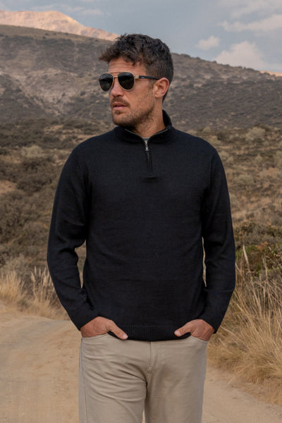 Men's Royal Alpaca Half-Zip Sweater