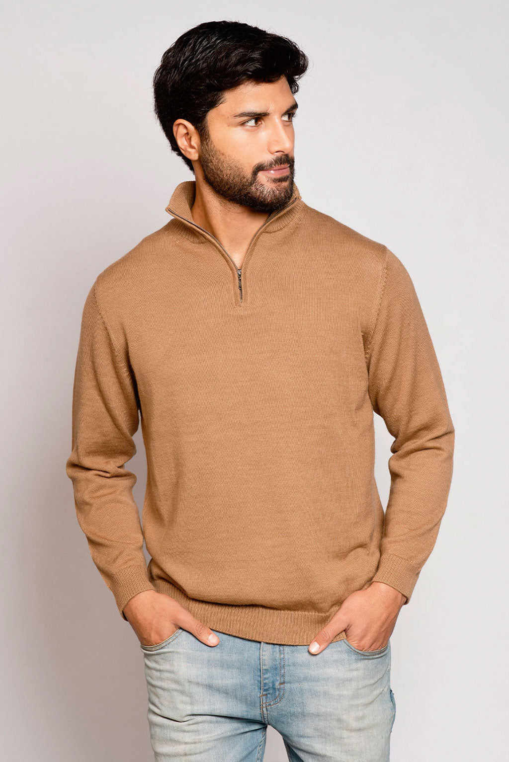 Men's Royal Alpaca Half-Zip Sweater