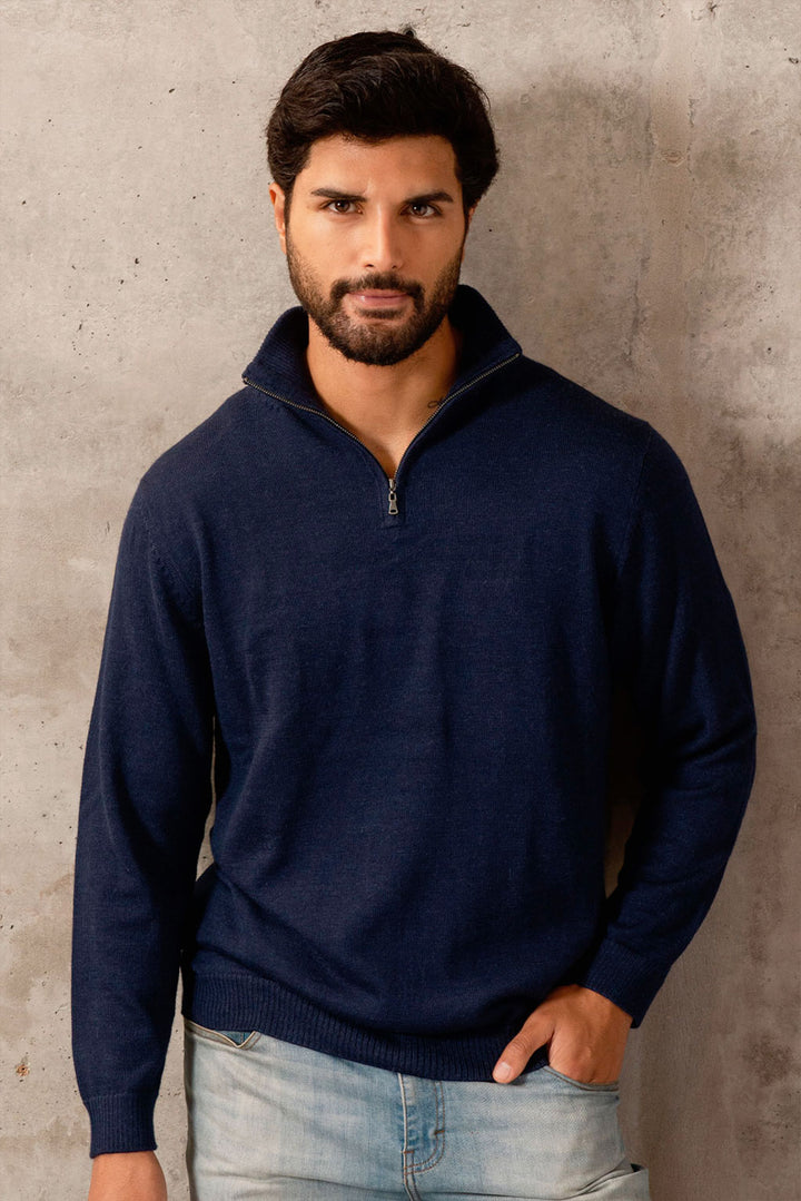 Men's Royal Alpaca Half Zip Sweater