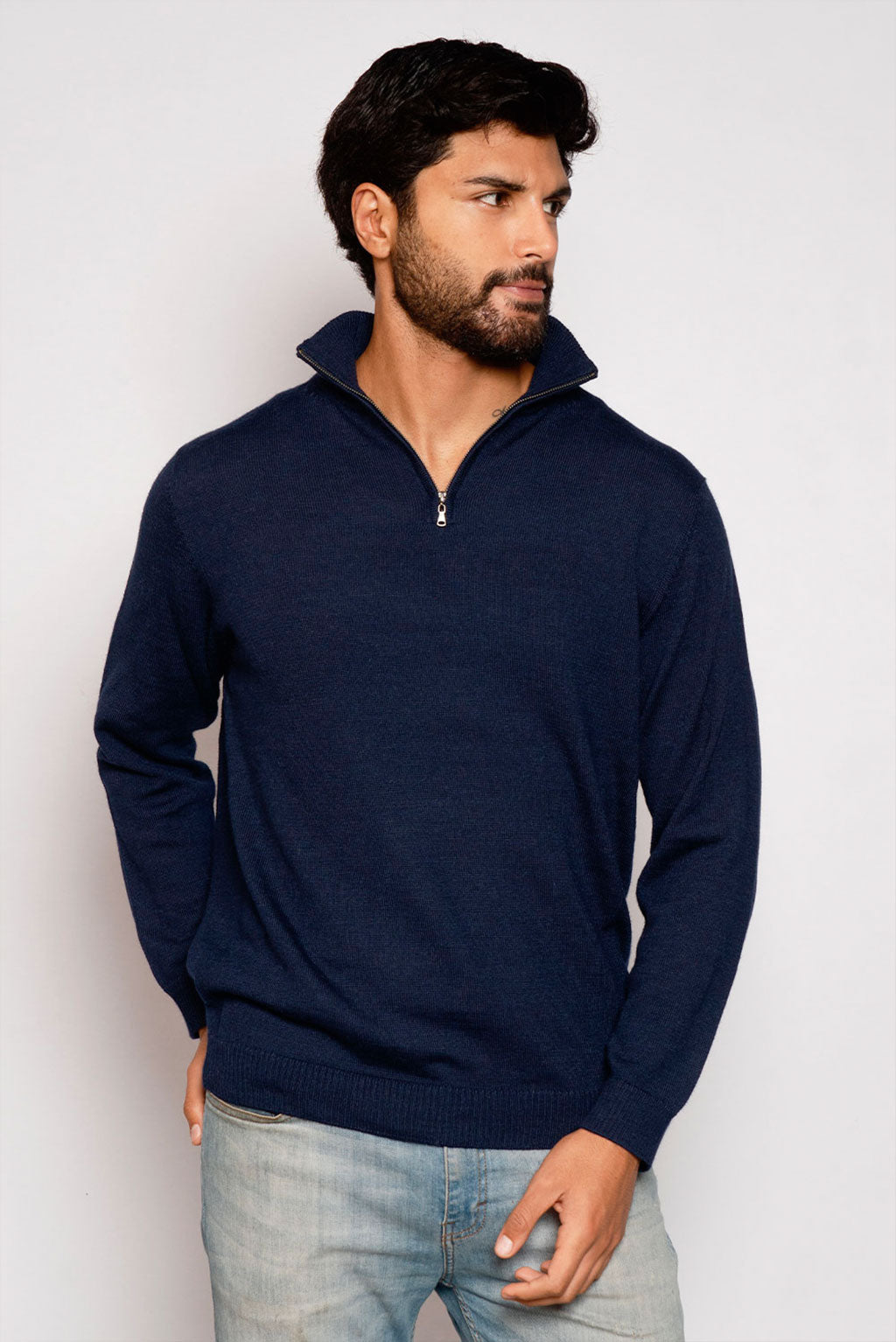 Men's Royal Alpaca Half-Zip Sweater