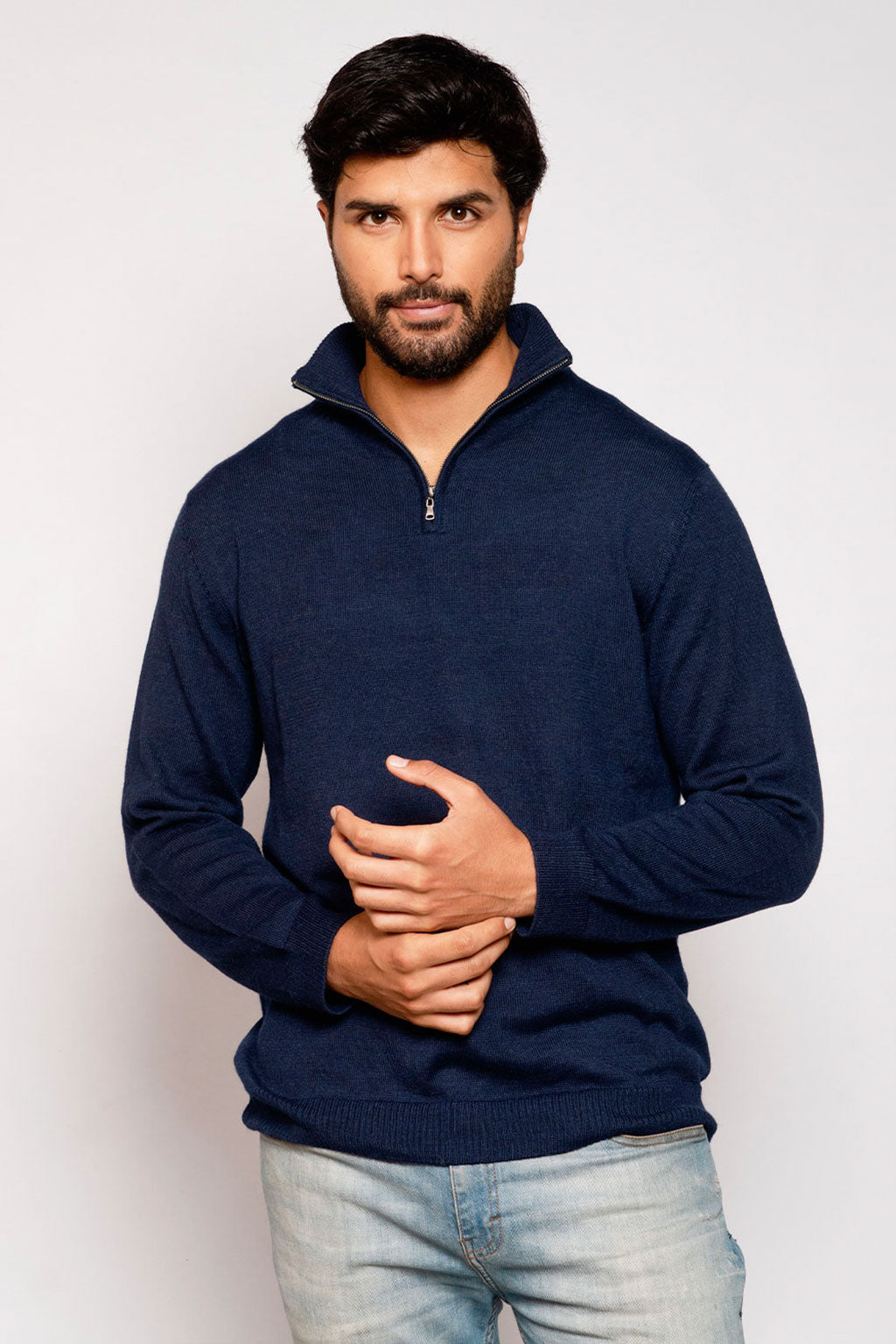 Men's Royal Alpaca Half-Zip Sweater