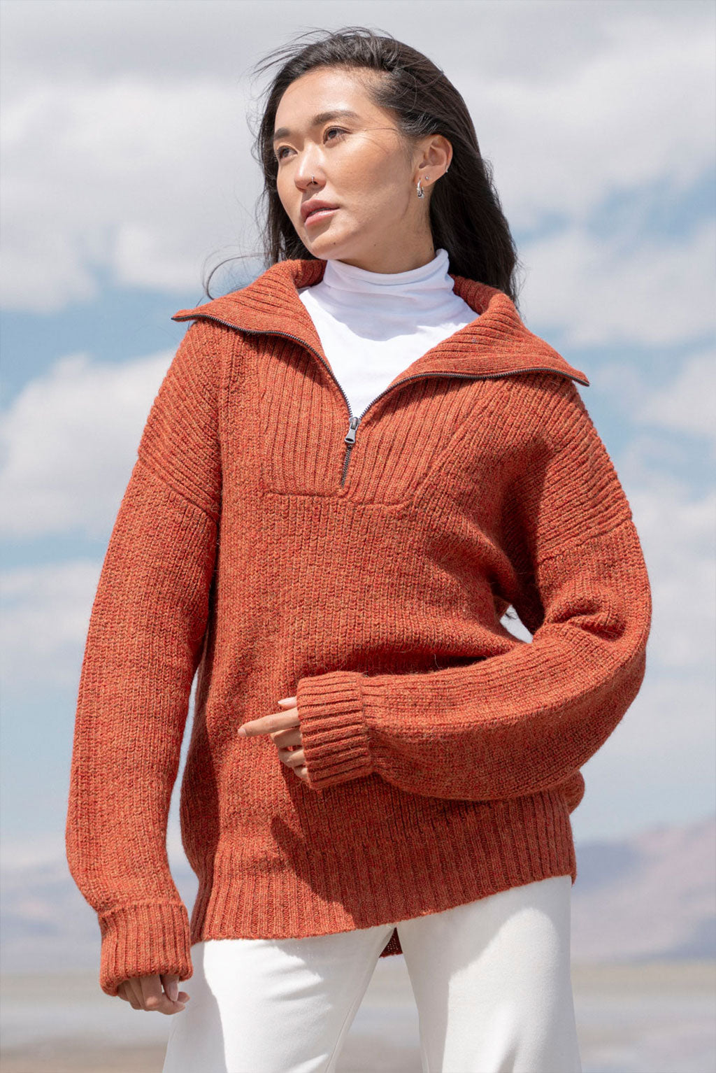 Kim Half-Zip Baby Alpaca Sweater