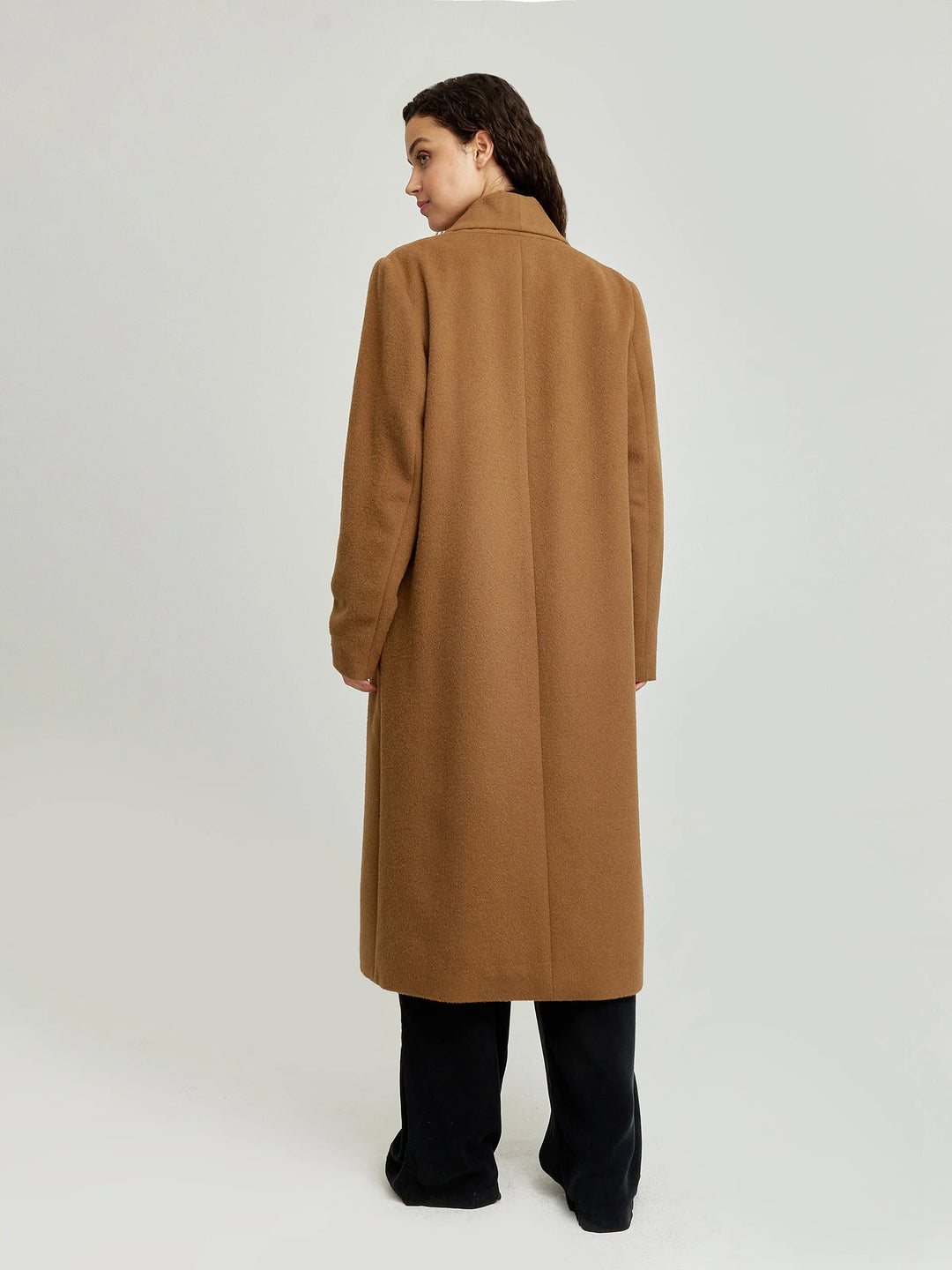 Long Baby Alpaca Swing Coat - Fitted