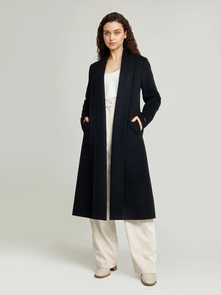 Long Baby Alpaca Swing Coat - Fitted