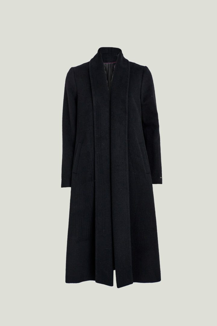 Long Baby Alpaca Swing Coat - Fitted