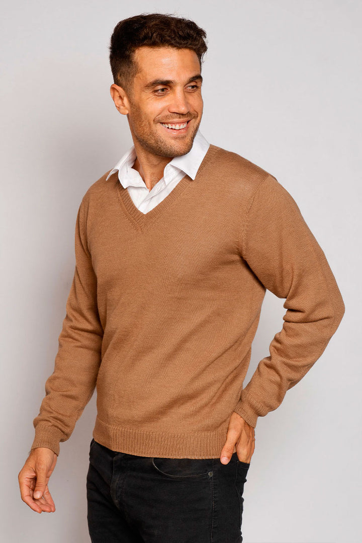 Men's Royal Alpaca V-Neck Sweater