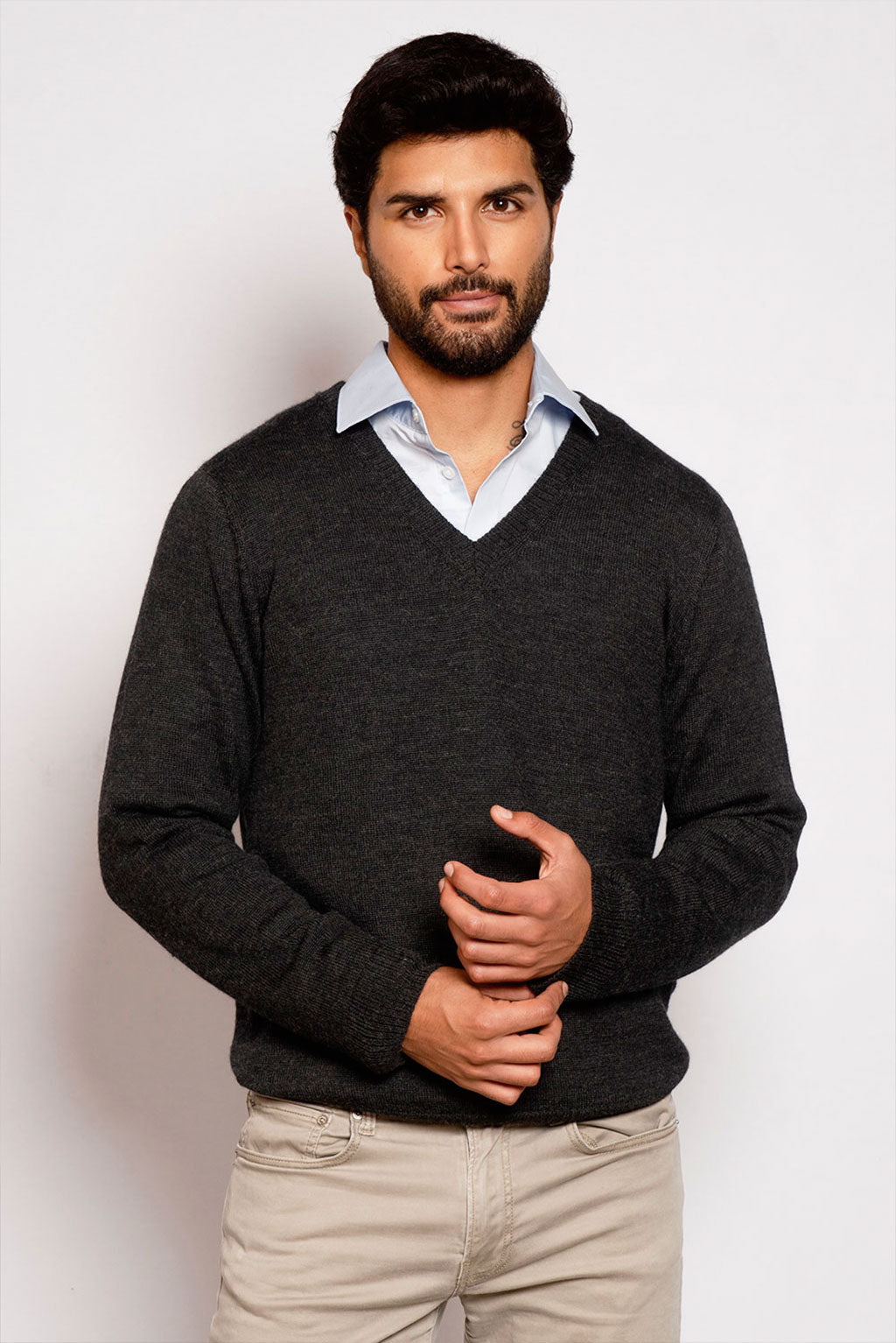 Men's Royal Alpaca V-Neck Sweater