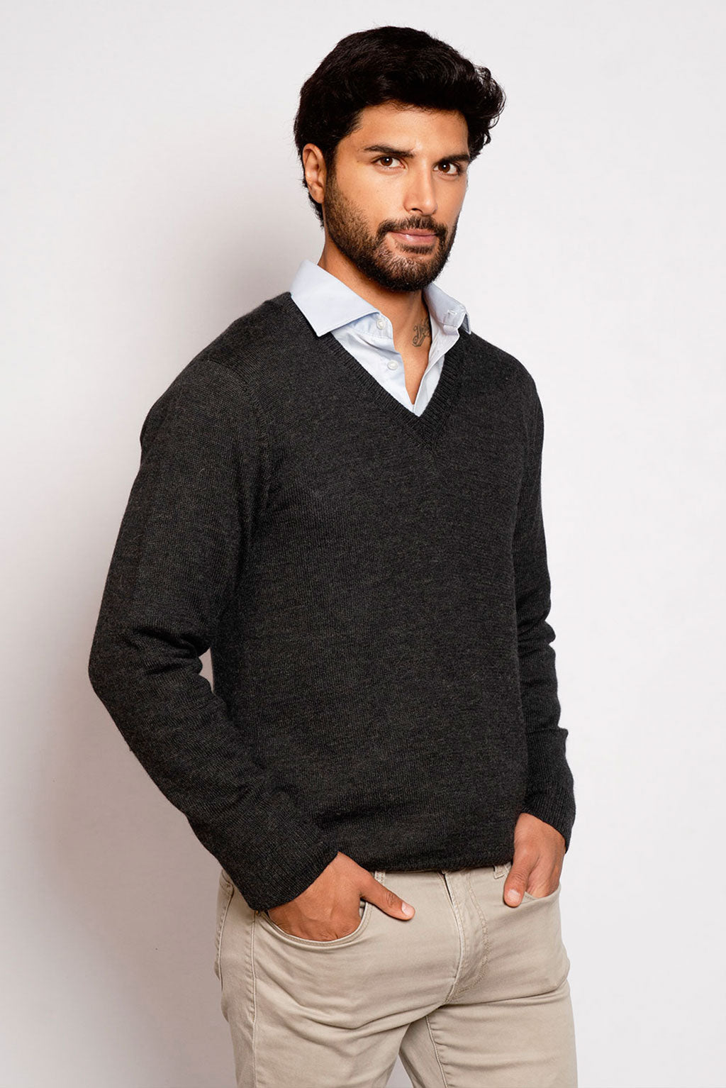 Men's Royal Alpaca V-Neck Sweater