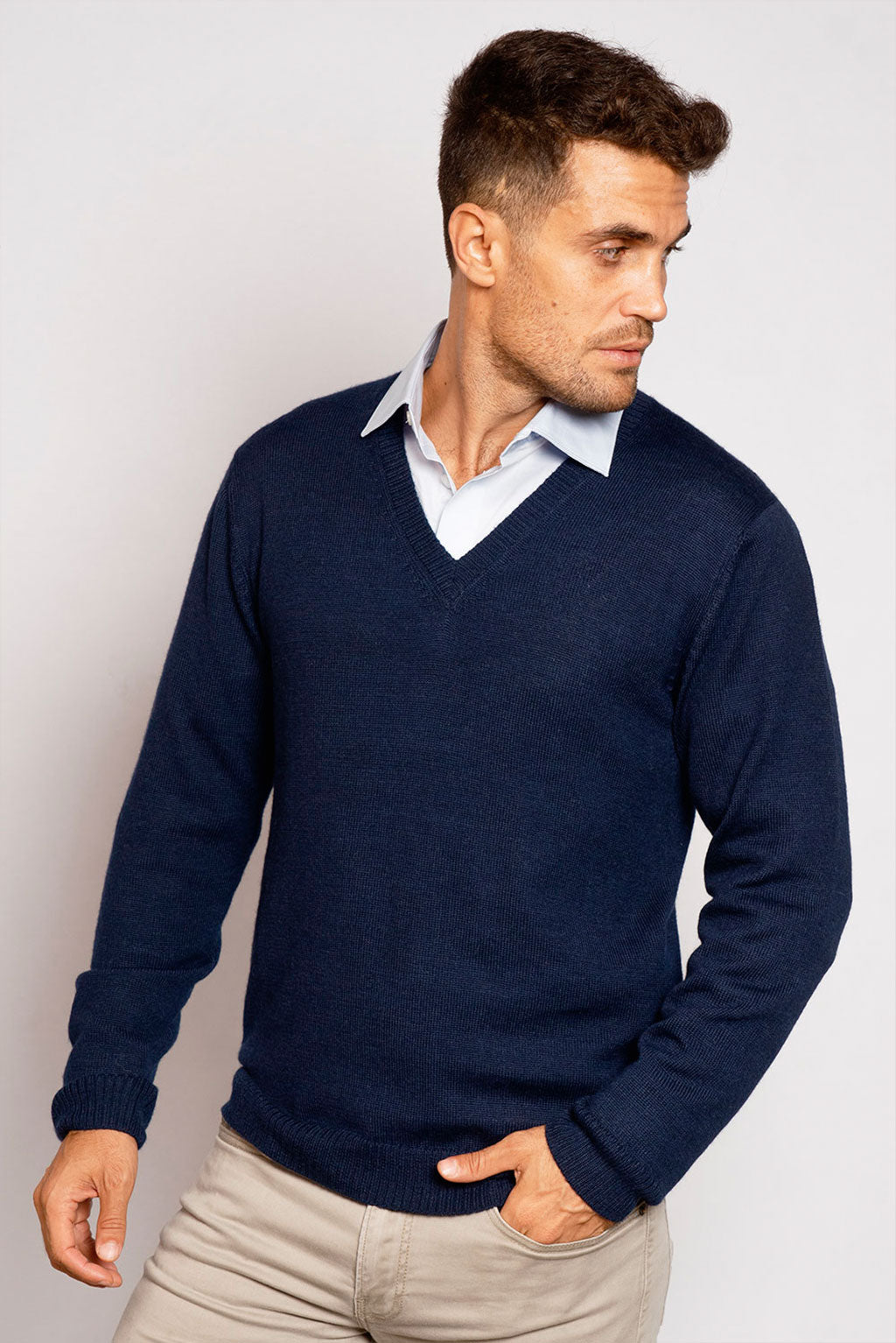 Men's Royal Alpaca V-Neck Sweater