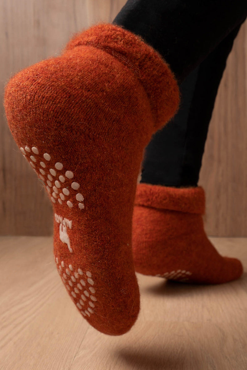 Slipper-Socken aus Alpaka - Orange