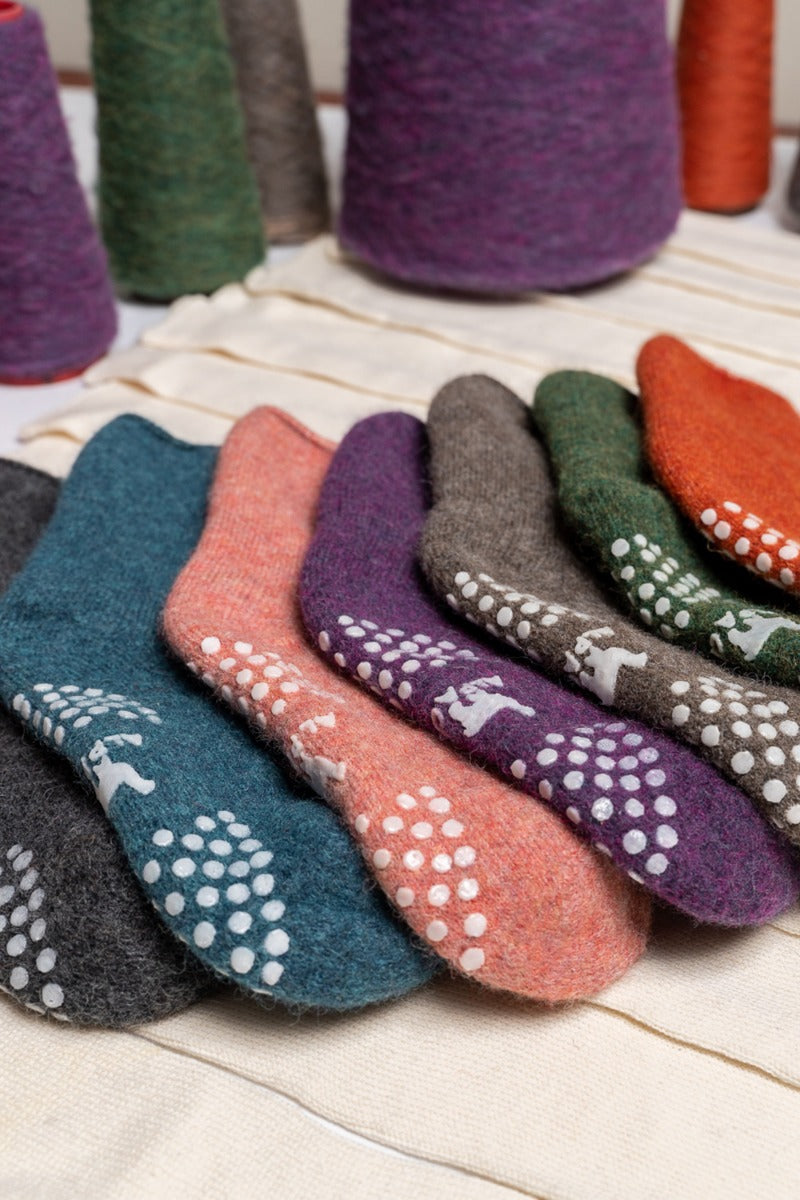 Slipper-Socken aus Alpaka - Grün