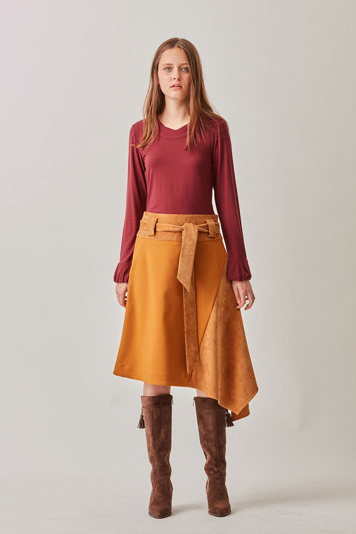 Agustina Cotton Midi Asymmetrical Skirt