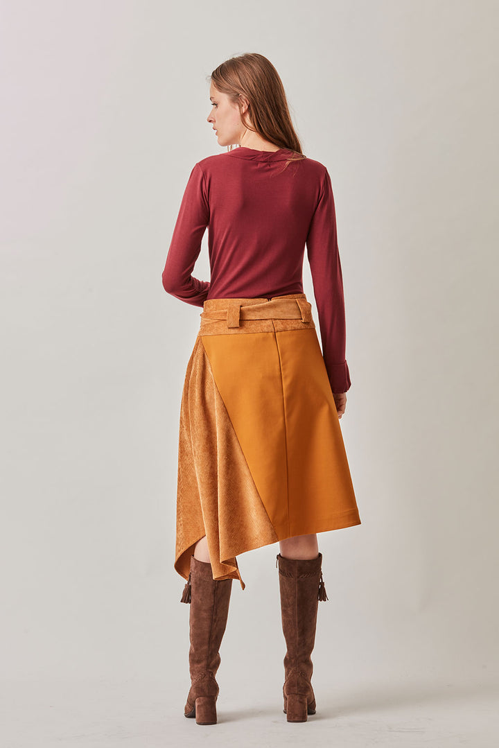 Agustina Cotton Midi Asymmetrical Skirt