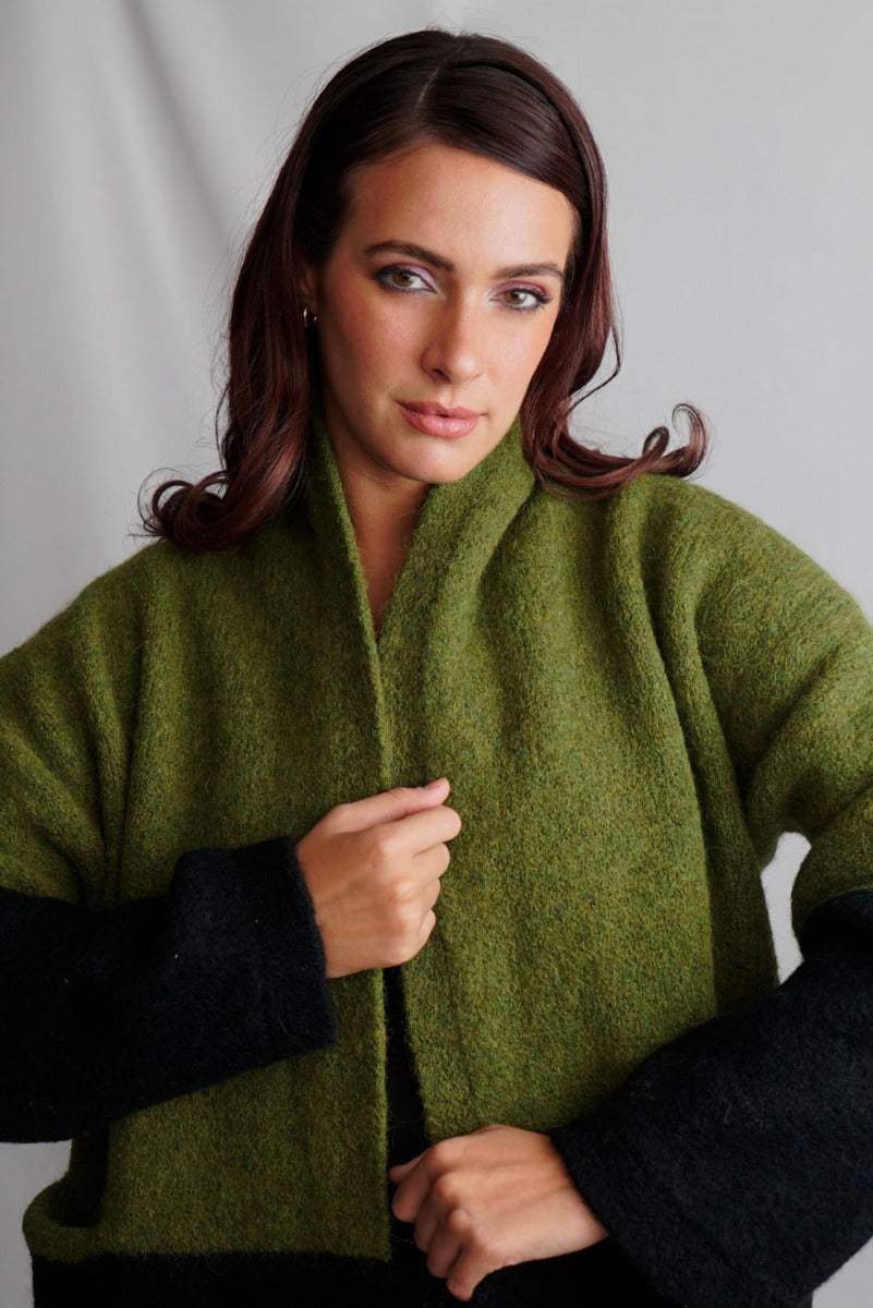 Barbara, langer Alpaka-Cardigan / Strickmantel