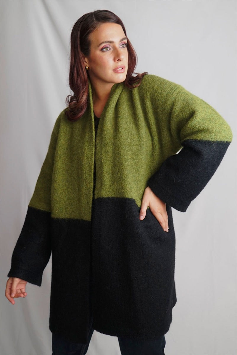 Barbara, langer Alpaka-Cardigan / Strickmantel