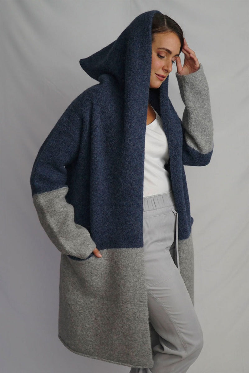 Barbara Long Hooded Alpaca Cardigan / Knit Coat