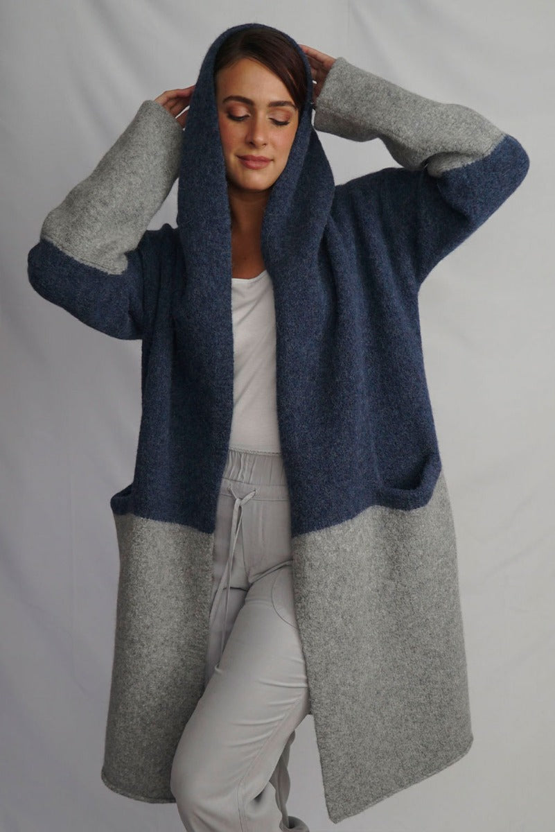 Barbara Long Hooded Alpaca Cardigan / Knit Coat