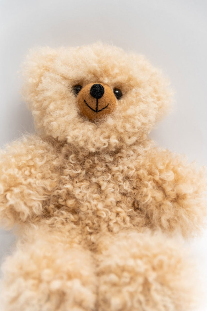 Beiger Teddybär aus Babyalpakafell - Klein