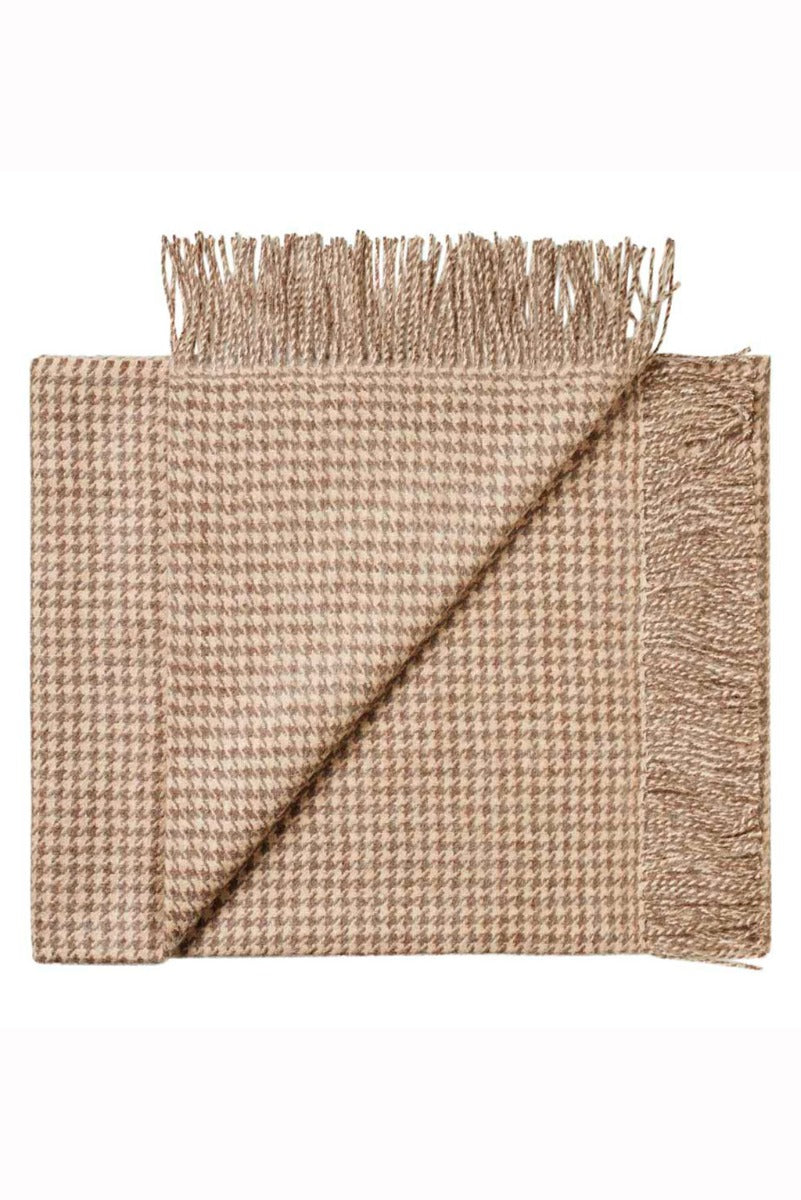 Amanda Beige - Tobacco Houndstooth Baby Alpaca Throw