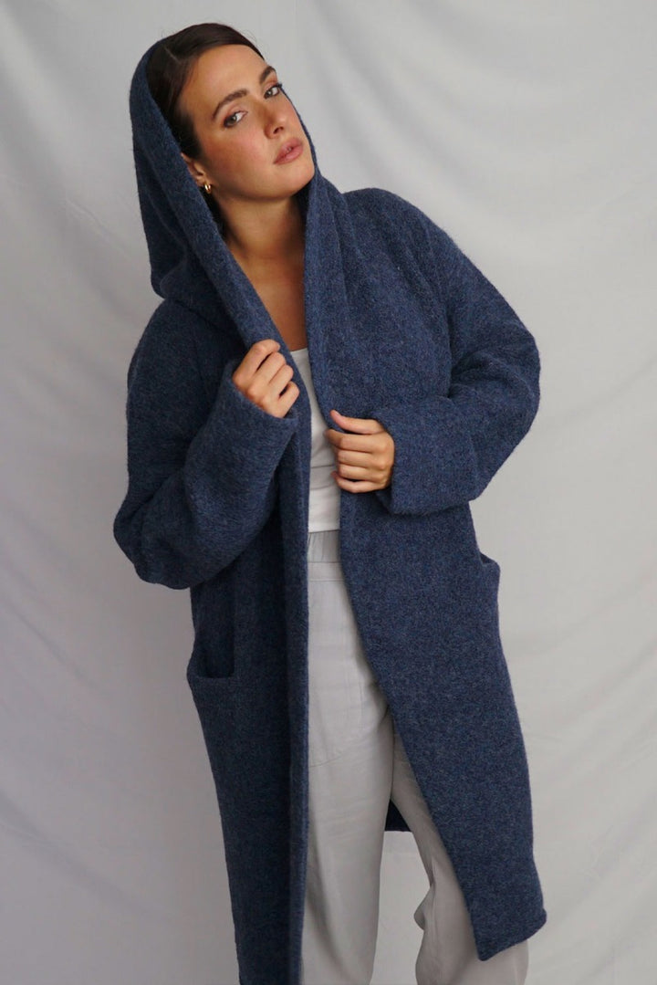 Belen Long Hooded Cardigan / Knit Coat