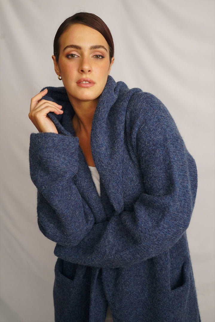 Belen Langer Cardigan / Strickmantel mit Kapuze