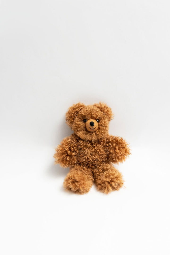 Teddybär aus braunem Babyalpakafell - Klein