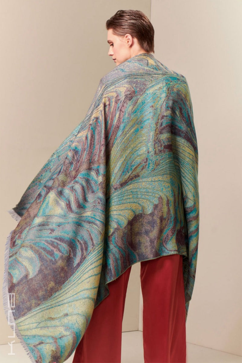 Oriental Rice Terraces Royal Alpaca & Silk Shawl