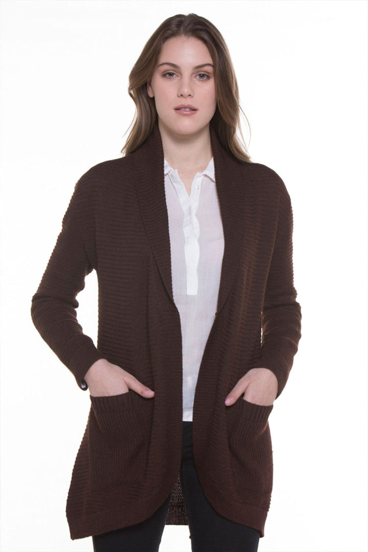 Offene gerippte Strickjacke „Ilian“ aus 100 % Cashllama