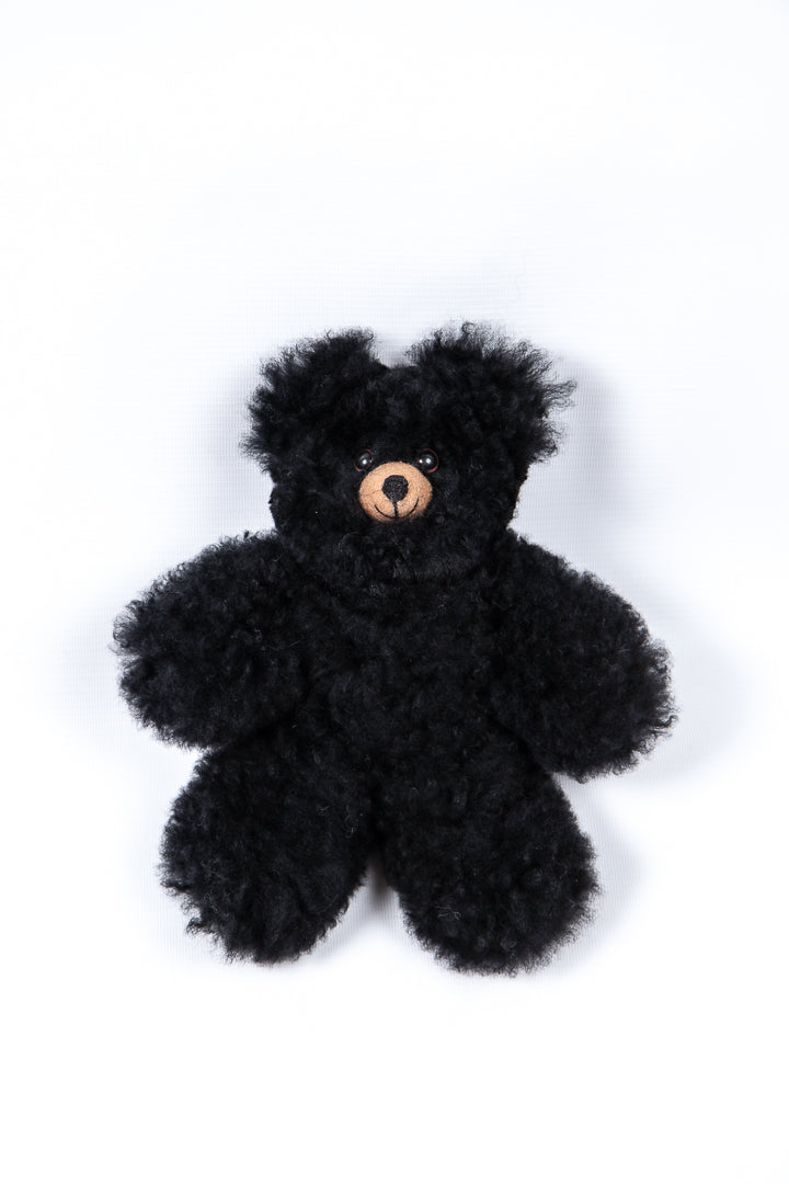 Black Baby Alpaca Fur Teddy Bear - Small