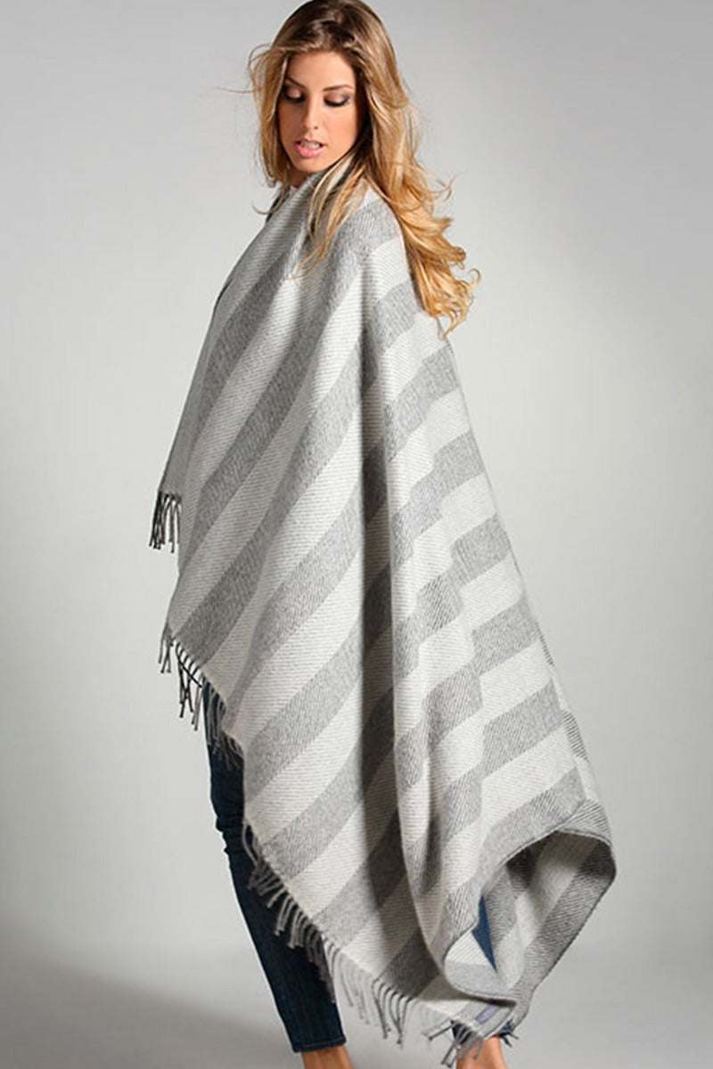 Striped Herringbone 100% Alpaca Blanket