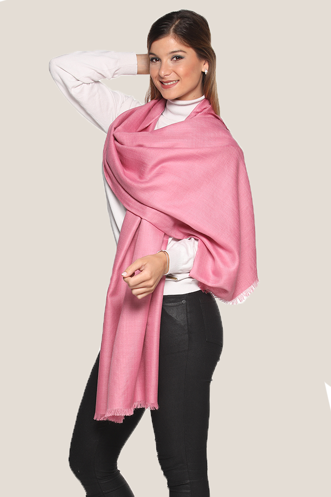 Classic Royal Alpaca & Silk Shawl & Scarf - Rose