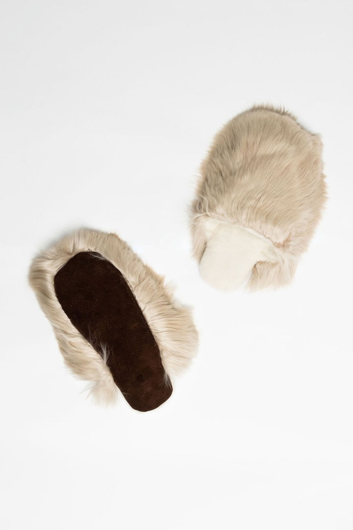 Suri Alpaca Fur Slippers - Sand