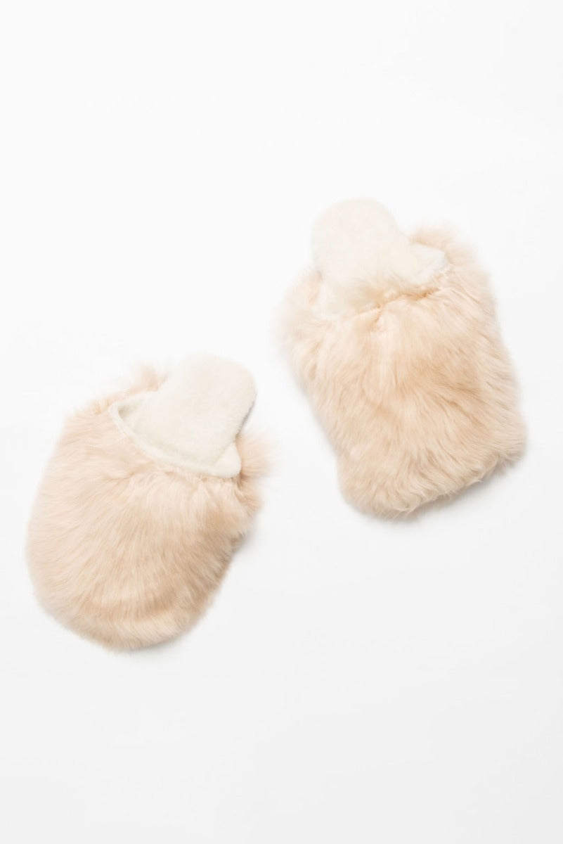 Suri Alpaca Fur Slippers - Beige