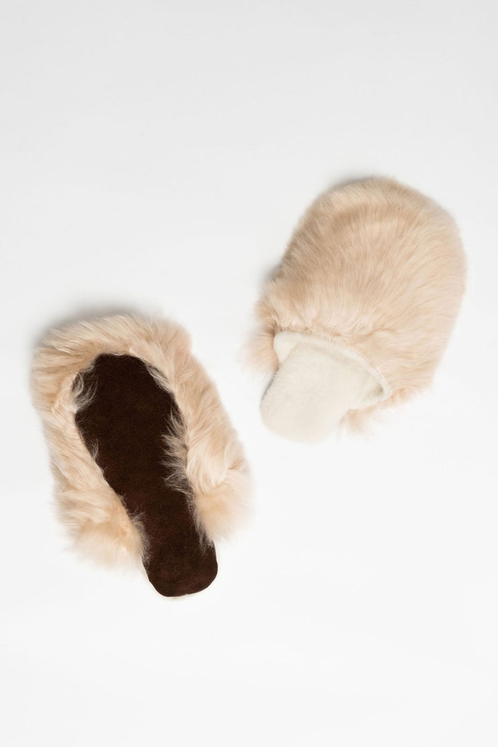 Suri Alpaca Fur Slippers - Beige