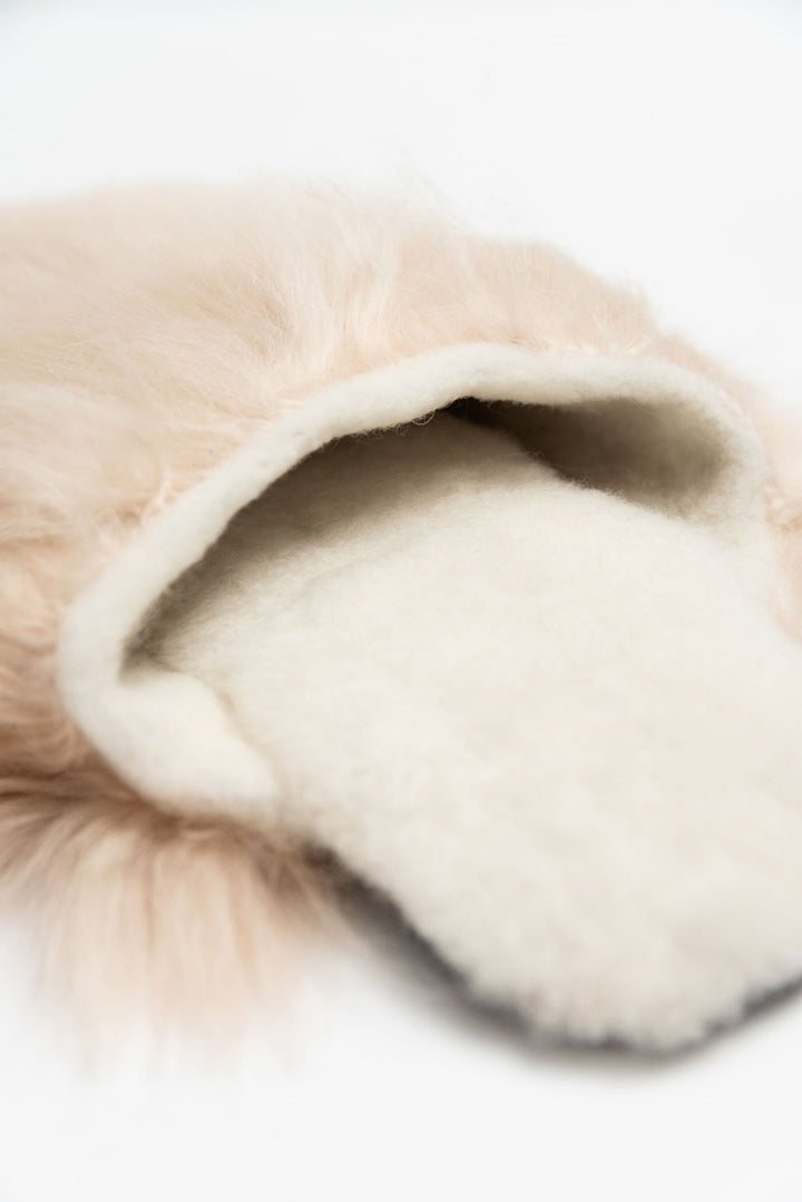 Suri Alpaca Fur Slippers - Beige