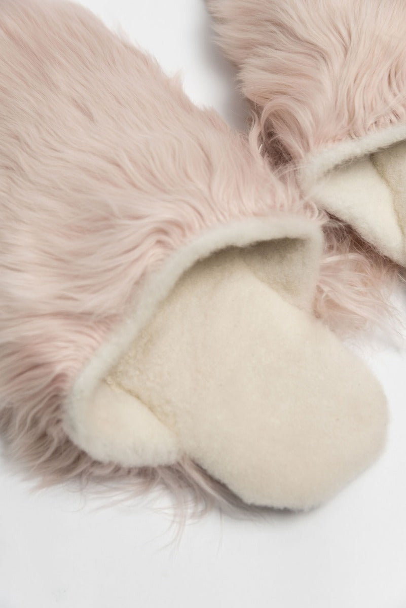 Suri Alpaca Fur Slippers - Rose