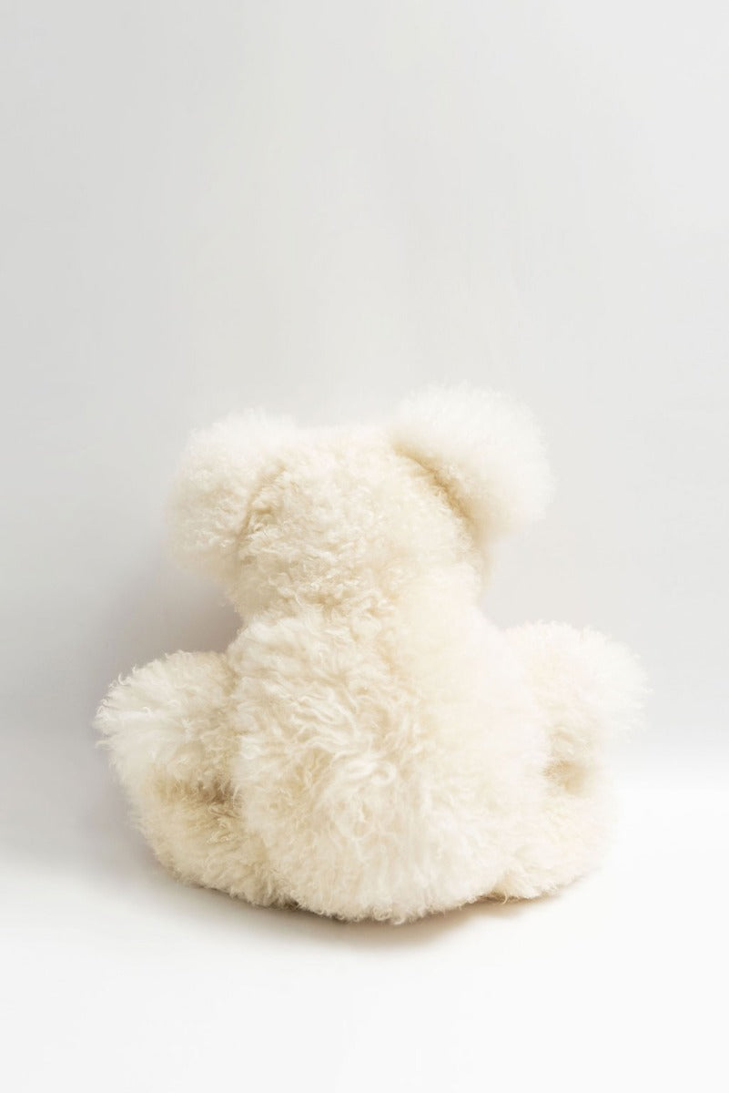 White Baby Alpaca Fur Teddy Bear - Big