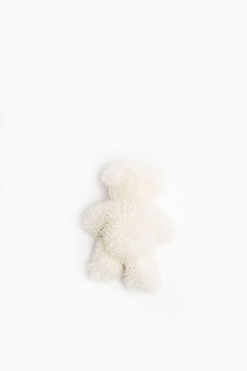 Weißer Teddybär aus Babyalpakafell - Klein