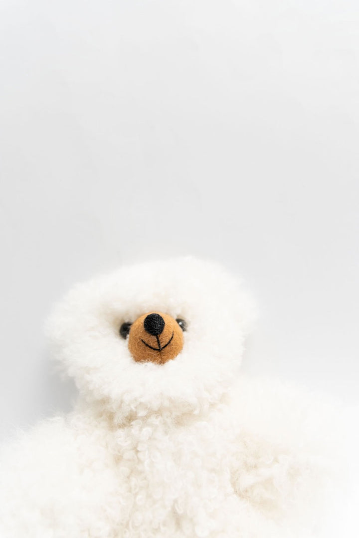 White Baby Alpaca Fur Teddy Bear - Small